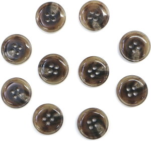 水牛調ボタン【ココアブラウン&ホワイト】スーツ コート ジャケット ブレザー 四つ穴 フロント 袖口 10個入り【18mm】きらきらぷんぷん丸 B-501