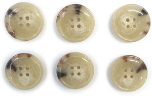 水牛調ボタン【ベージュ&ブラウン】スーツ コート ジャケット ブレザー 四つ穴 フロント 袖口 6個入り【25mm】きらきらぷんぷん丸 B-506