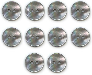 シェルボタン 貝ボタン 貝製 片面 黒蝶貝 シャツ ボタン 二つ穴ボタン 黒 ブラック 10個入り 【12.5mm】 きらきらぷんぷん丸 B-511