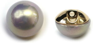 オーロラ パールボタン 【グレー】 ゴールド 台座付き カラー パール ボタン 灰色 6個入り 【14mm】 きらきらぷんぷん丸 B-549