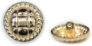 メタルボタン 丸型 足つき キルティング風 【ゴールド】 金 ボタン 鏡面仕上げ スーツボタン ジャケットボタン 10個入り 【18mm】 きらきらぷんぷん丸 B-575