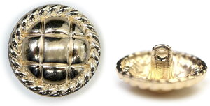 メタルボタン 丸型 足つき キルティング風 【ゴールド】 金 ボタン 鏡面仕上げ スーツボタン ジャケットボタン 8個入り 【20mm】 きらきらぷんぷん丸 B-576