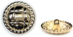 メタルボタン 丸型 足つき キルティング風 【ゴールド】 金 ボタン 鏡面仕上げ スーツボタン ジャケットボタン 6個入り 【25mm】 きらきらぷんぷん丸 B-578