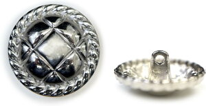 メタルボタン 丸型 足つき キルティング風 【シルバー】 銀 ボタン 鏡面仕上げ スーツボタン ジャケットボタン 6個入り 【23mm】 きらきらぷんぷん丸 B-582