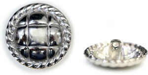 メタルボタン 丸型 足つき キルティング風 【シルバー】 銀 ボタン 鏡面仕上げ スーツボタン ジャケットボタン 6個入り 【25mm】 きらきらぷんぷん丸 B-583