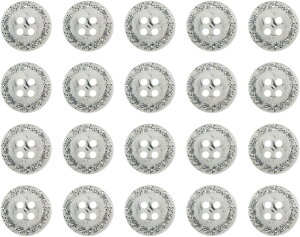 四つ穴ボタン 白ボタン【ラメ入り 半透明】銀 ベーシック カラーボタン シャツボタン シンプル ボタン 手芸 20個入り【11.5mm】きらきらぷんぷん丸 B-586