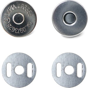 磁気ボタン 差し込みタイプ 【シルバー】 銀 打ち具不要 マグネットボタン 留め具 10組入り 【18mm】 きらきらぷんぷん丸 B-590