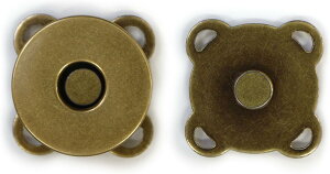 磁気ボタン 【アンティーク ゴールド】 金 縫い付けタイプ 打ち具不要 マグネットボタン 5個入り 【18mm】 きらきらぷんぷん丸 B-617