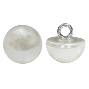 【パールボタン足つき】 パール ボタン ホワイト ツヤあり 半円 20個入り 【11.5mm】 きらきらぷんぷん丸 B-174
