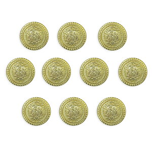 ブレザーボタン 軽量 【ゴールド】 金 足つき ボタン 樹脂ボタン スーツボタン ジャケット 10個入り 【15mm】 きらきらぷんぷん丸 B-606
