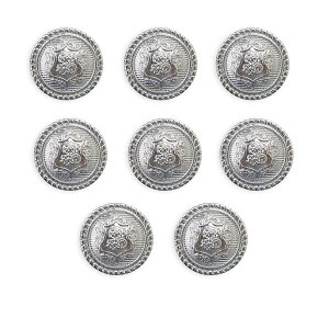 ブレザーボタン 軽量 【シルバー】 銀 足つき ボタン 樹脂ボタン スーツボタン ジャケット 8個入り 【21mm】 きらきらぷんぷん丸 B-613