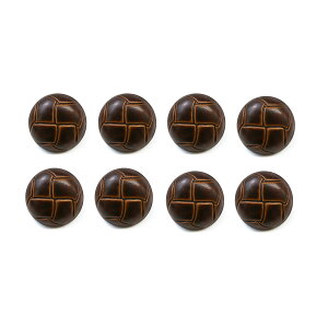 革調ボタン レザー調 【ブラウン】 スーツ コート ジャケット ブレザー フロント 袖口 8個入り 【18mm】 きらきらぷんぷん丸 B-060