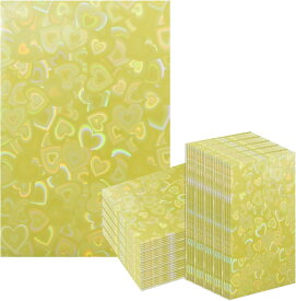 カードスリーブ ホログラム ハート 柄 イエロー 61x91mm 50枚入り 黄色 大容量 K-POPトレカ フォトカード チェキ 推し活 トレカ きらきらぷんぷん丸 TRC-012