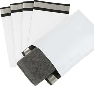 宅配ビニール袋 A5【100枚】160x230+40mm 60ミクロン 臭くない 宅配袋 白(ホワイト) 静電気防止テープ 梱…