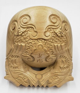 【仏具 木魚】 杢魚 本楠 上彫 4.0寸 【金、唐木、家具調仏壇向け】