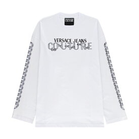 Versace Jeans Couture ヴェルサーチ ジーンズ クチュール ロゴ オーバーサイズ ロングスリーブ Tシャツ 長袖 メンズ トップス ロンT 通販 オンライン 301e75gahf03