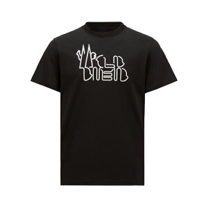 �y�ŒZ���������z MONCLER CURVED LOGO COTTON T-SHIRT �����N���[�� �J�[�u�h ���S �R�b�g�� T�V���c �����Y ���� �J�b�g�\�[ �z���C�g �u���b�N S M L XL ���[�W�T�C�Y K10918C0005589AJS998
