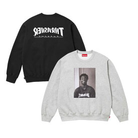 【サマーセール対象商品】SUPREME × THRASHER CREWNECK シュプリーム × スラッシャー クルーネック スウェット メンズ グレー ブラック 長袖 ストリート 402fw24sw64