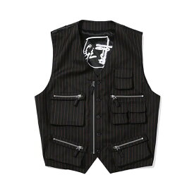 Supreme × JEAN PAUL GAULTIER 19SS Pinstripe Cargo Suit Vest シュプリーム ジャン・ポール・ゴルチエ カーゴベスト メンズ ブラック オンライン 通販 901ss19su3