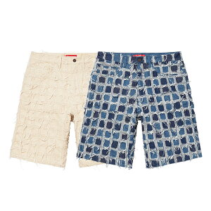�y�ŒZ���������z SUPREME 23SS WEEK16 Frayed Patchwork Baggy Denim Short �V���v���[�� �t���C�h�p�b�`���[�N�o�M�[�f�j���V���[�c �����Y �{�g���X �V���[�g�p���c �n�[�t�p���c �u���[ �X�g���[�g���Y