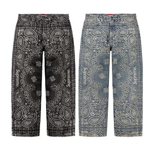 �y�ŒZ���������z SUPREME BANDANA JACQUARD BAGGY JEAN �V���v���[�� �o�o���_�i �W���J�[�h �o�M�[ �W�[���Y �����Y �f�j�� �p���c �u���[ �u���b�N 30 32 34 �X�g���[�g