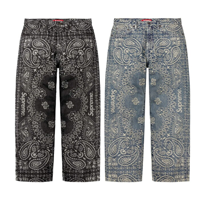 楽天市場】【最短即日発送】 SUPREME BANDANA JACQUARD BAGGY JEAN 