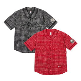 【最短即日発送】 SUPREME BOUCE BASEBALL JERSEY シュプリーム ブークレ ベースボール ジャージ 半袖 シャツ ロゴ 刺繍 パッチ ストリート メンズ ブラック S M L XL ラージ サイズ オンライン