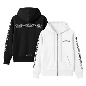 �y�V�i�z �y�ŒZ���������z CHROME HEARTS SCROLL LOGO ZIP UP HOODIE �N�����n�[�c �X�N���[�� ���S �W�b�v�A�b�v �t�[�f�B�[ ���� �p�[�J�[ �X�g���[�g Central Cee �Z���g�����V�[ �����Y �u���b�N L XL XXL