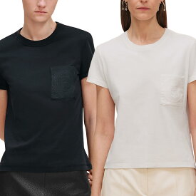 HERMES EMBROIDERED POCKET T-SHIRT エルメス エンブロイダード ポケット Tシャツ 半袖 カットソー レディース ブラック ホワイト 34 36 38 サイズ オンライン