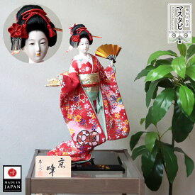 日本人形 寿喜代作 「京峰」赤 尾山人形 工芸品 ケース 可愛い コンパクト 和モダン おしゃれ 国産 インテリア 増村人形店