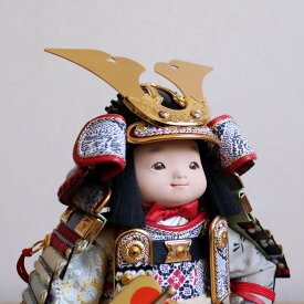 幸一光作 鎧着大将「蒼」正絹淡萌葱糸縅 正絹西陣織鳳凰丸紋　 五月人形 子供大将 5月人形 さつき人形 皐月人形 五月飾り 兜鎧飾り 鎧兜飾り かわいい