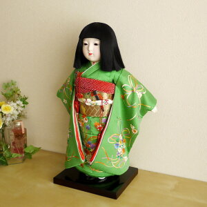 元賀章介作 12号(尺二)正絹別染め くす玉 台 市松人形 女の子 かわいい 上品 童 国産 雛人形 お雛様