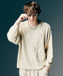 �����񂹏��i glamb �O���� �j�b�g �����Y Earthy Knit �A�[�V�[�j�b�g �t �x�[�W�� �O���[ GB0126/KNT09 �����Y �� �u�����h