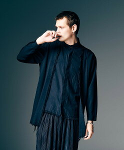 �����񂹏��i glamb �O���� �����V���c �����Y Layered Cardigan Shirt ���C���[�h�J�[�f�B�K���V���c �t �O���[ �u���b�N GB0126/SH08