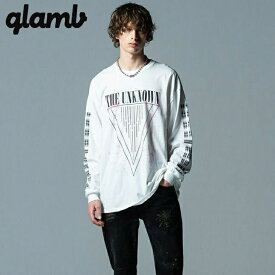 glamb グラム 長袖tシャツ トライアングルロングスリーブTシャツ GB0322/T04 秋冬商品 ホワイト／ブラック ロンt コットン ゆったり ブランド 薄手 30代 40代 50代 きれいめ 男 かっこいい オシャレ 軽い メンズ 服