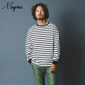 magine マージン Magine 長袖Tシャツ メンズ コットンバスクボーダークルーネックロングスリーブTシャツ 2232-034 ホワイト×ブラック／ブラック×ホワイト 日本製 スッキリシルエット ボーダーT ブランド 薄手 30代 40代