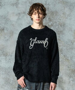 glamb �O���� �j�b�g �����Y Spin Logo Shaggy Knit/�X�s�����S�V���M�[�j�b�g �H�~ �u���E�� �u���[ �u���b�N GB0325/KNT06 �����Y �� �u�����h