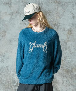 glamb �O���� �j�b�g �����Y Spin Logo Shaggy Knit/�X�s�����S�V���M�[�j�b�g �H�~ �u���E�� �u���[ �u���b�N GB0325/KNT06 �����Y �� �u�����h