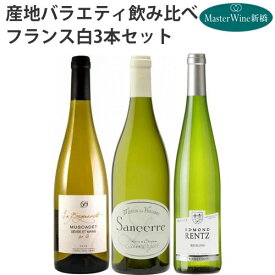 【フランス】辛口白 産地バラエティ飲み比べ3本セット（750mlx3）ミュスカデ サンセール アルザス 入り 白ワイン セット 辛口 飲み比べ 送料無料 ギフト