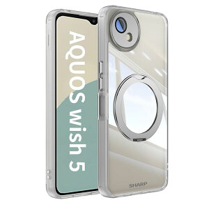 SHARP AQUOS wish5 �N���A �P�[�X �ϏՌ� �J�o�[ �ϏՌ��J�o�[ �����O�t�� 360�x��] �^�t�Ŋ�� TPU&PC�f�� �X�^���h�@�\�t�� �����h�~ �V���[�v �A�N�I�X wish5 �P�[�X �J�o�[ �Ռ��ɋ��� �w�ʃJ�o�[