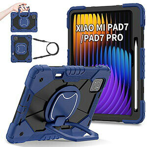 Xiaomi Pad 7 / Pad 7 Pro 2024���f�� 11.2�^(�C���`) �P�[�X �ϏՌ� �J�o�[ TPU&PC�f�� �����O�t�� �X�^���h�@�\ �Ռ��z�� �X�g���b�v�t�� ���X�g�X�g���b�v ���p �l�C �������� ������� �y�� �ی�P�[