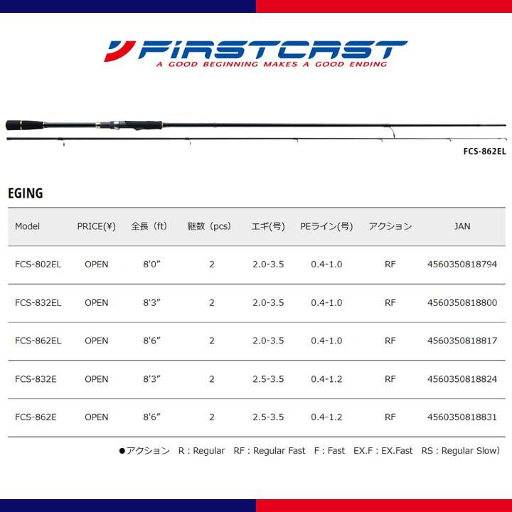 楽天市場 メジャークラフト ファーストキャスト エギング Fcs 862e 釣竿 送料無料 ますびと商店