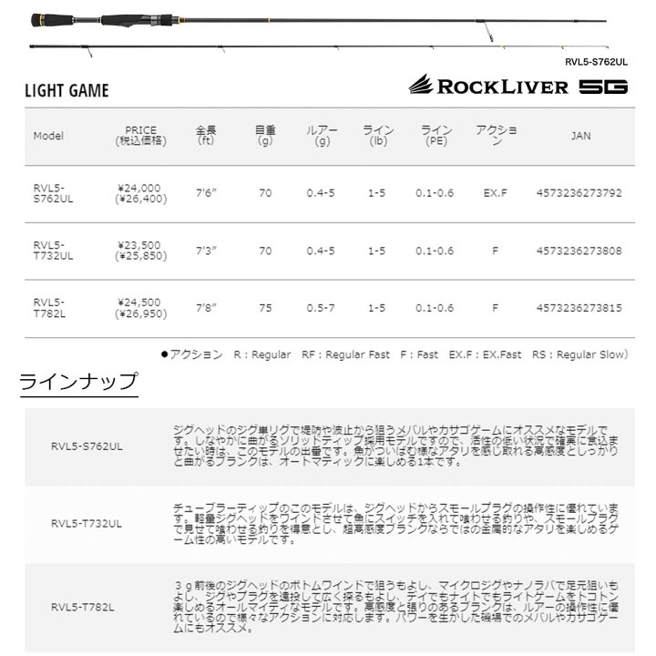 楽天市場】メジャークラフト ロックライバー 5G ライトゲーム RVL5 