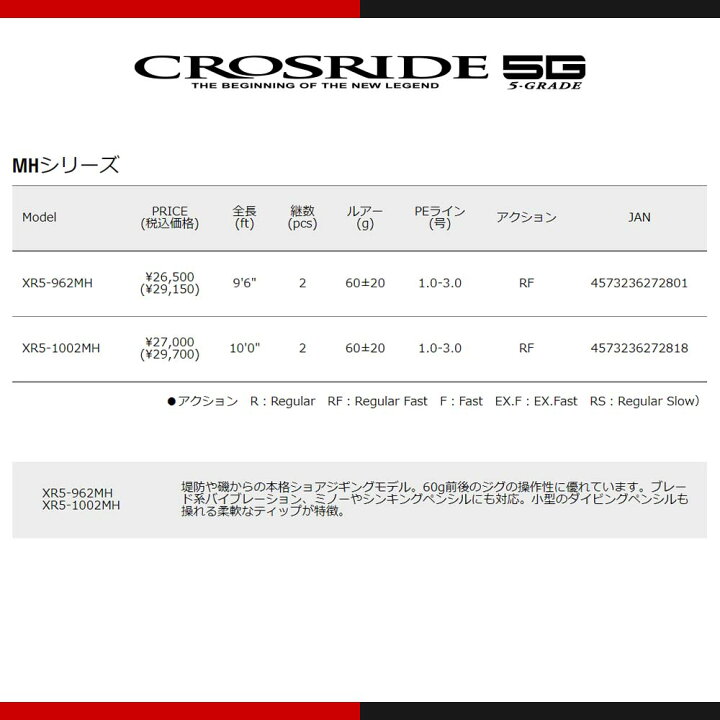 楽天市場】メジャークラフト クロスライド 5G XR5-1002H 釣竿 送料無料 