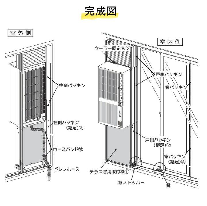 楽天市場】コロナ ウインドエアコン 用部材 (冷暖房兼用タイプ用 