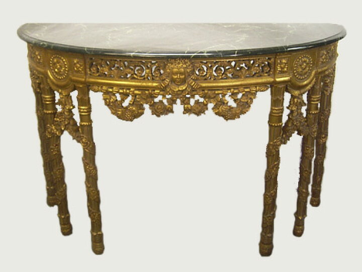 楽天市場】アンティーク調 ゴールド仕上げ 天然石コンソールテーブル  