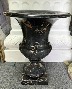 天然大理石 花瓶 飾り壺 高さ約38cm 天然石の美しさ 壺 花入れ ブラック 花びん おしゃれ インテリア オブジェ 高級 置物 花器 フラワーベース