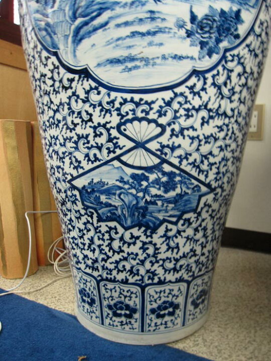 楽天市場】有田焼 染付花鳥図大壺 高さ約1m55cm 陶磁器 花瓶 花生 美術 