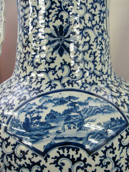 楽天市場】有田焼 染付花鳥図大壺 高さ約1m55cm 陶磁器 花瓶 花生 美術 