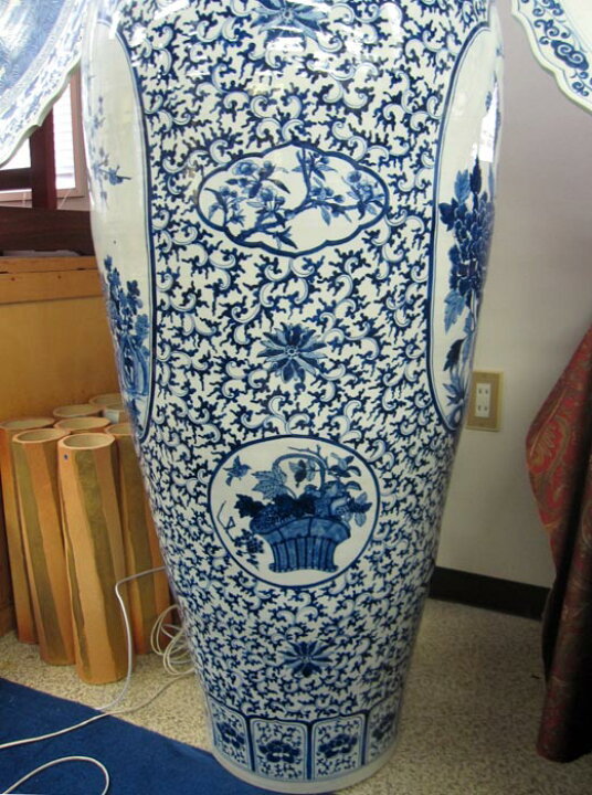 楽天市場】有田焼 染付花鳥図大壺 高さ約1m55cm 陶磁器 花瓶 花生 美術 